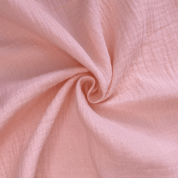 Ткань Муслин Жатый, цвет Нежно-Розовый (на отрез)  в Ейске