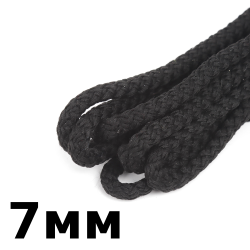 Шнур с сердечником 7мм,  Чёрный (плетено-вязанный, плотный)  в Ейске